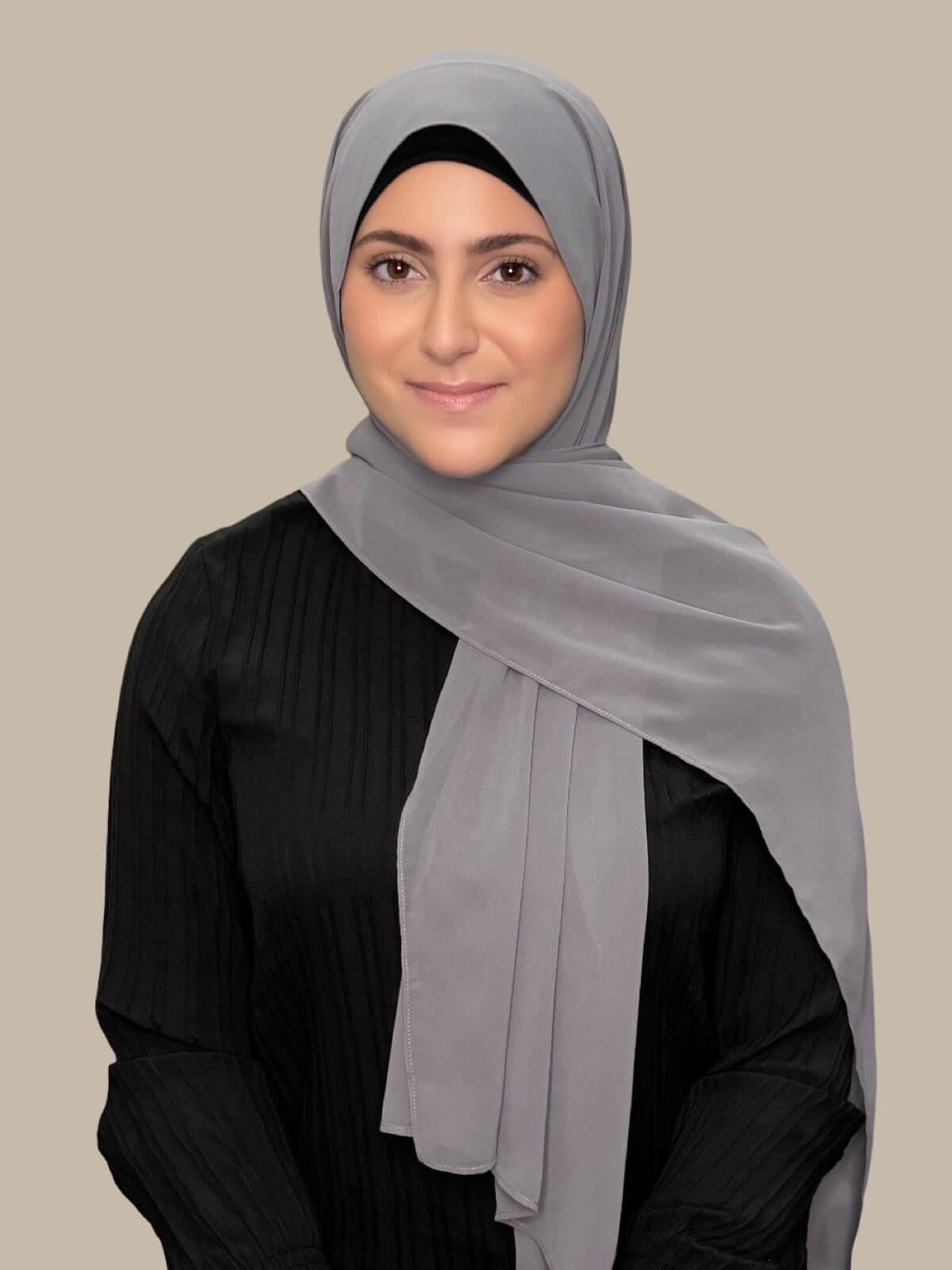 Modish Girl Luxury Chiffon Hijab-Fossil Grey