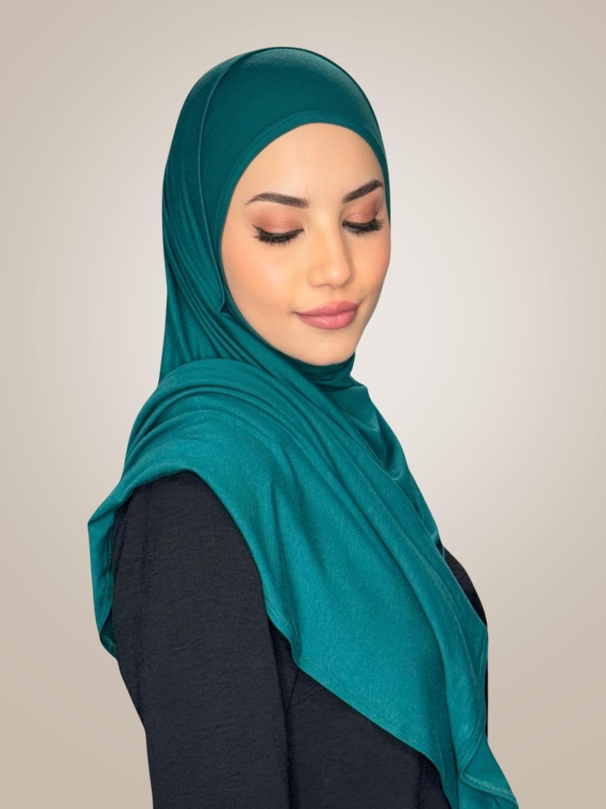 Pre-Sewn Jersey Hijab-Pine Green