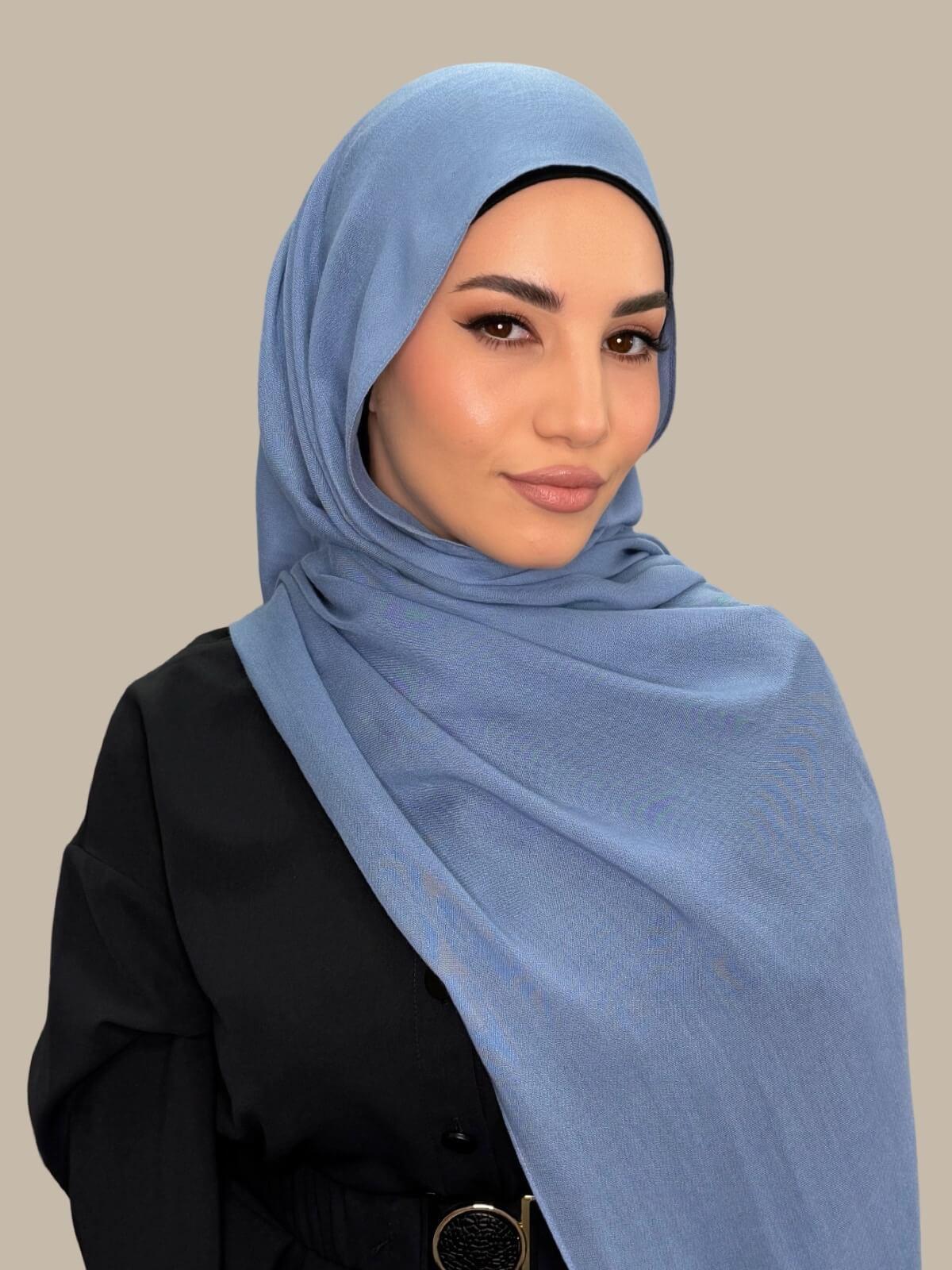 Cotton Modal Hijab-Steel Blue
