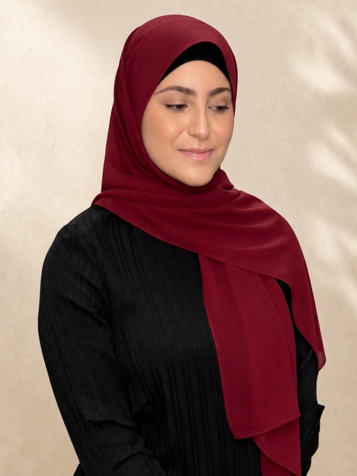 Modish Girl Luxury Chiffon Hijab-Mahogany