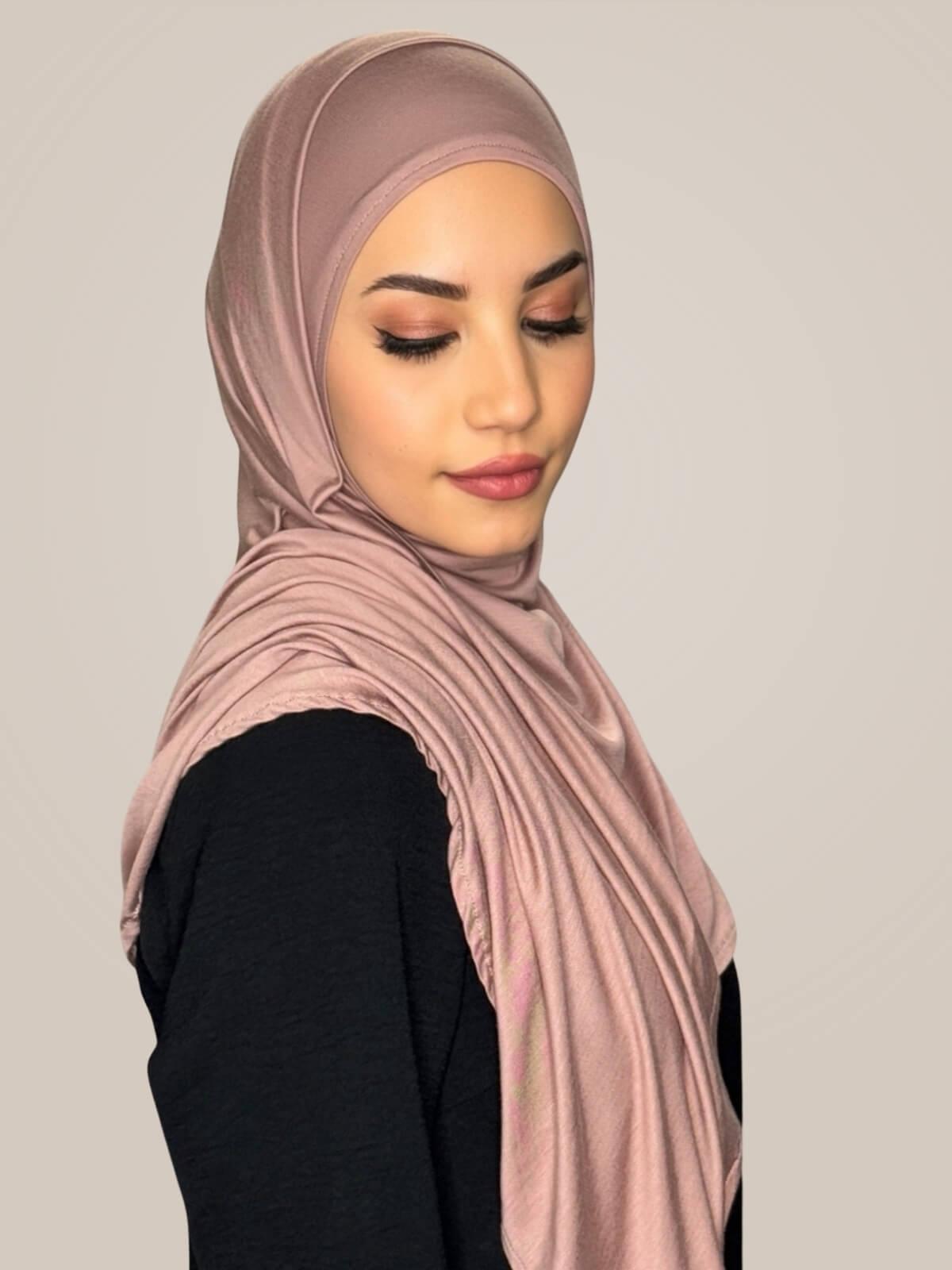 Pre-Sewn Jersey Hijab-Dusty Rose