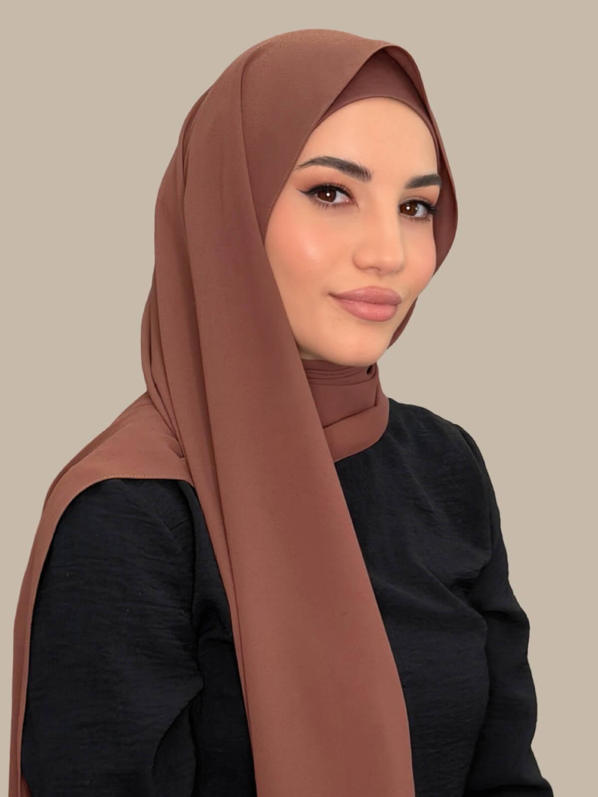 Matching Chiffon Hijab Set-Burnt Redwood