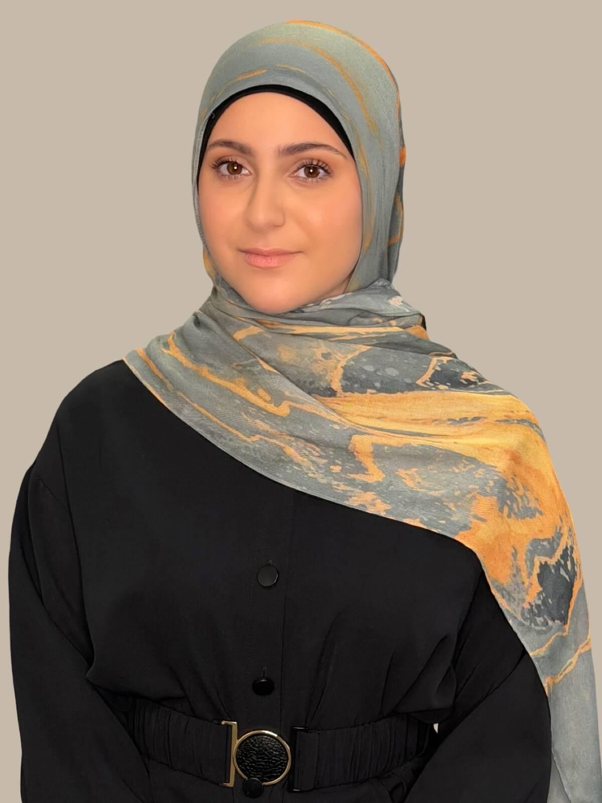 Modish Girl Print Modal Hijab-Vienna Grey