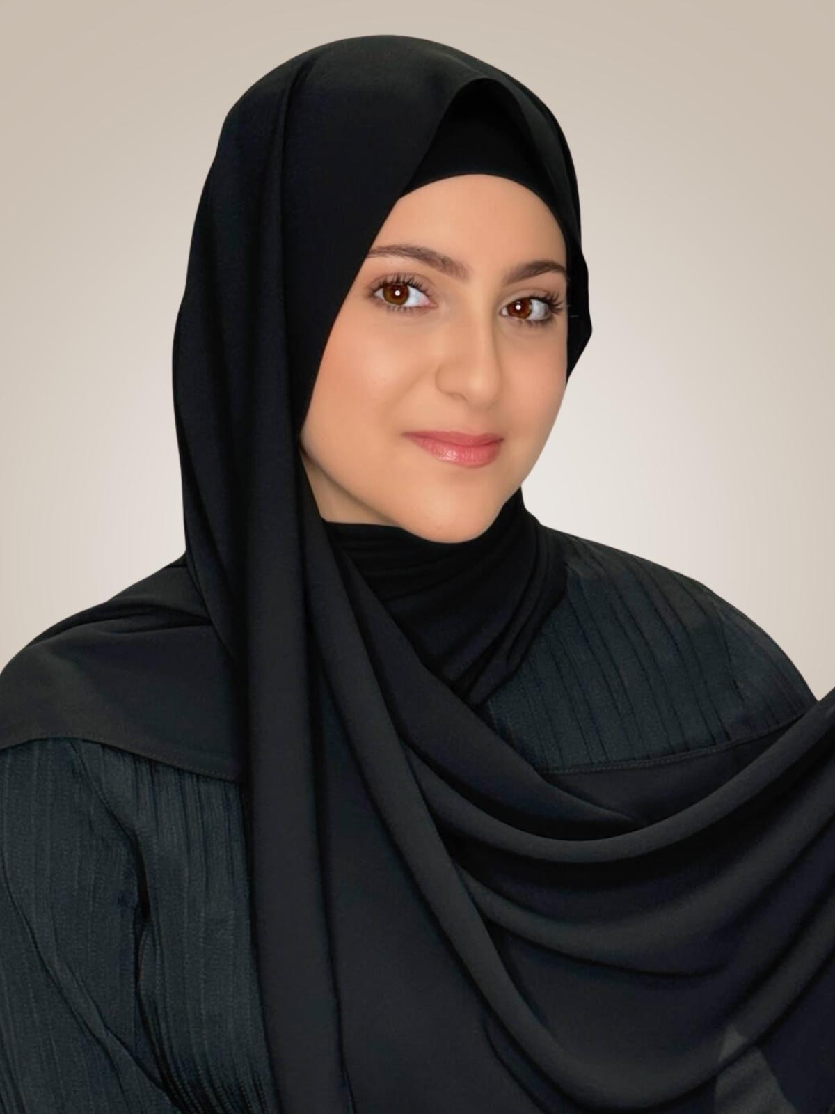 Modish Girl Matching Chiffon Hijab Set-Black