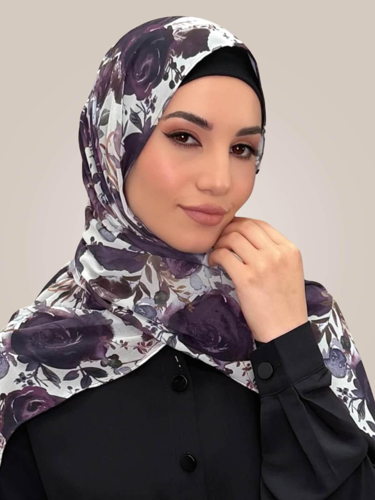 Printed Chiffon Hijab-Plum Orchid