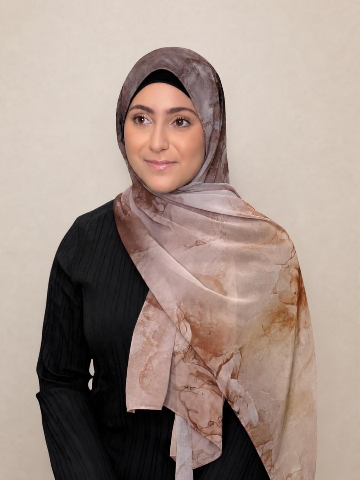 Modish Girl Printed Chiffon Hijab- Desert Dust