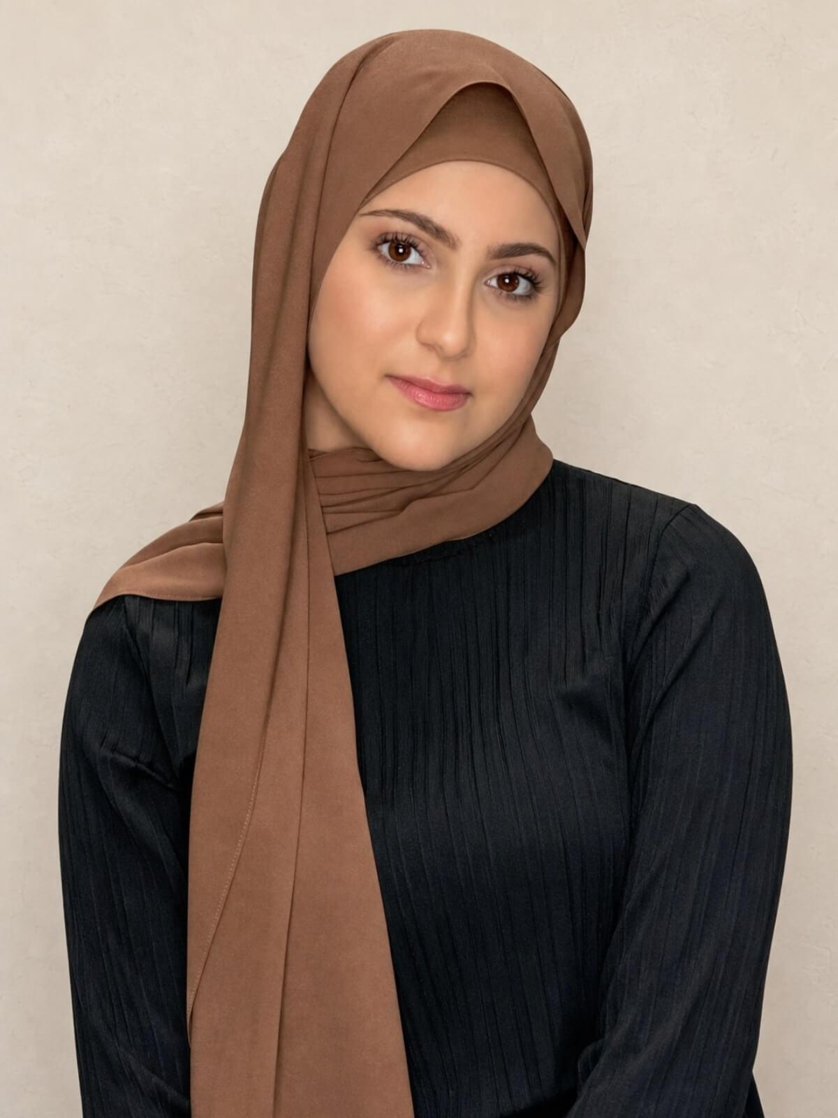 Modish Girl Matching Chiffon Hijab Set-Cinnamon