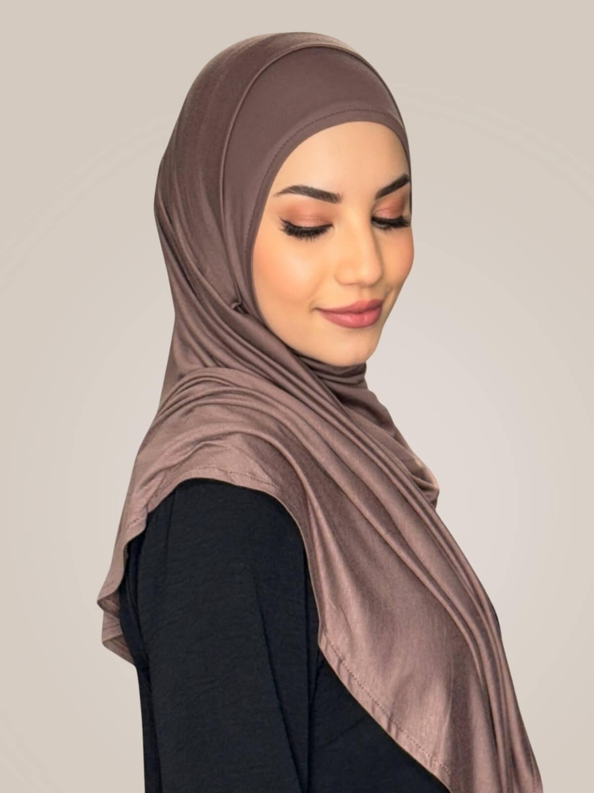 Pre-Sewn Jersey Hijab-Mocha Brown