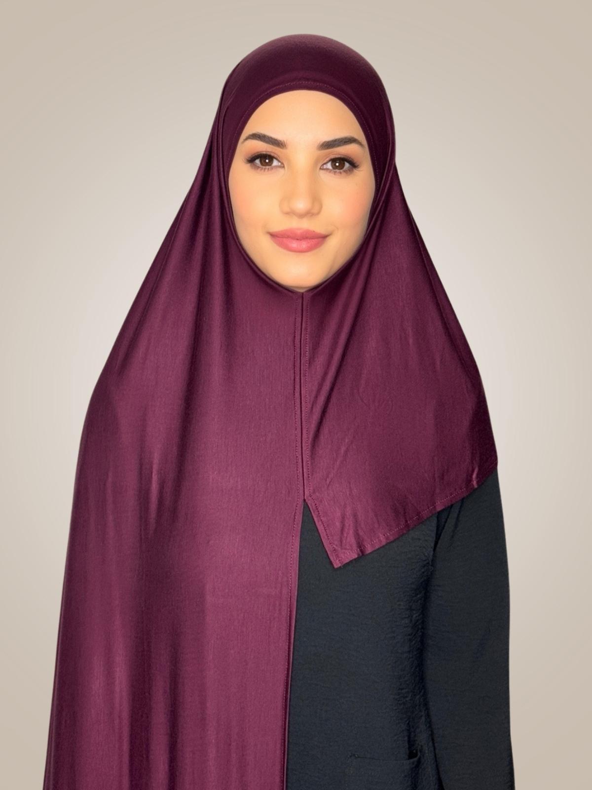 Pre-Sewn Jersey Hijab-Wine