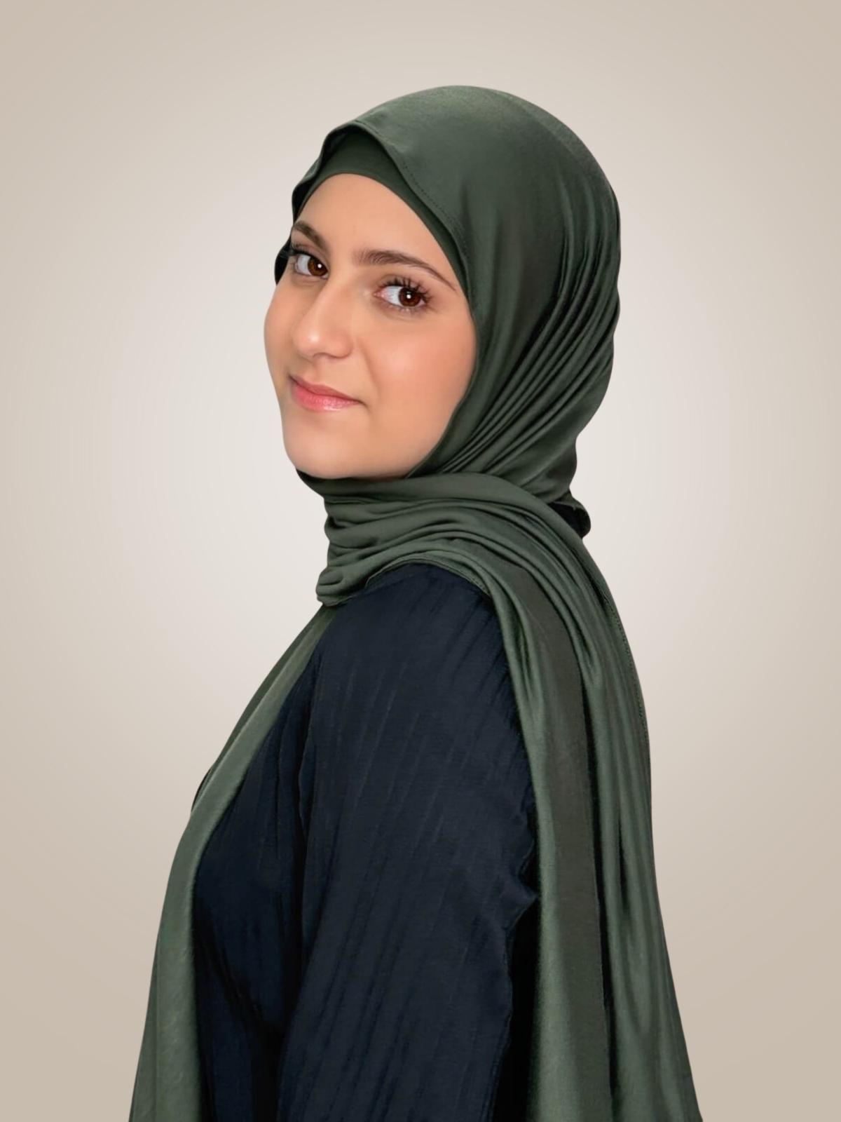 Modish Girl Premium Jersey hijab-Army Green