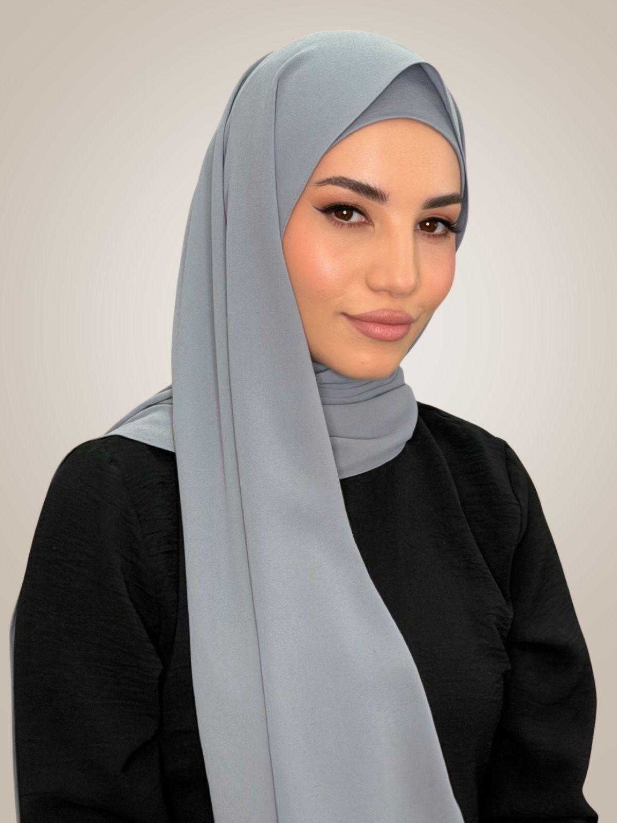 Matching Chiffon Hijab Set-Slate Grey