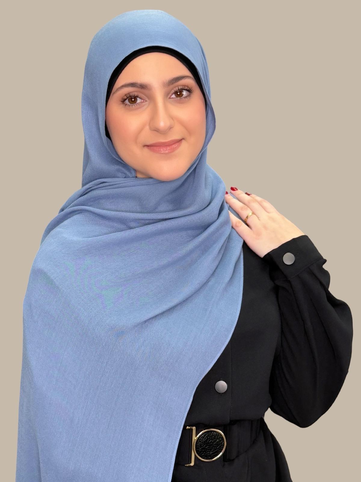 Modish Girl Cotton Modal Hijab-Steel Blue
