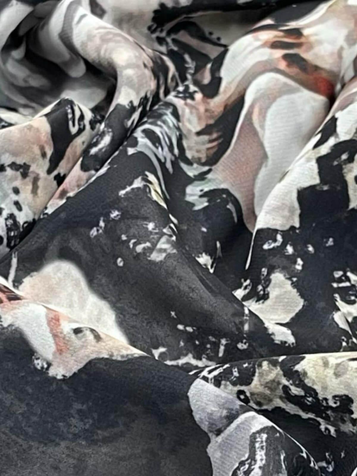 Printed Chiffon Hijab-Fleurette Slate II