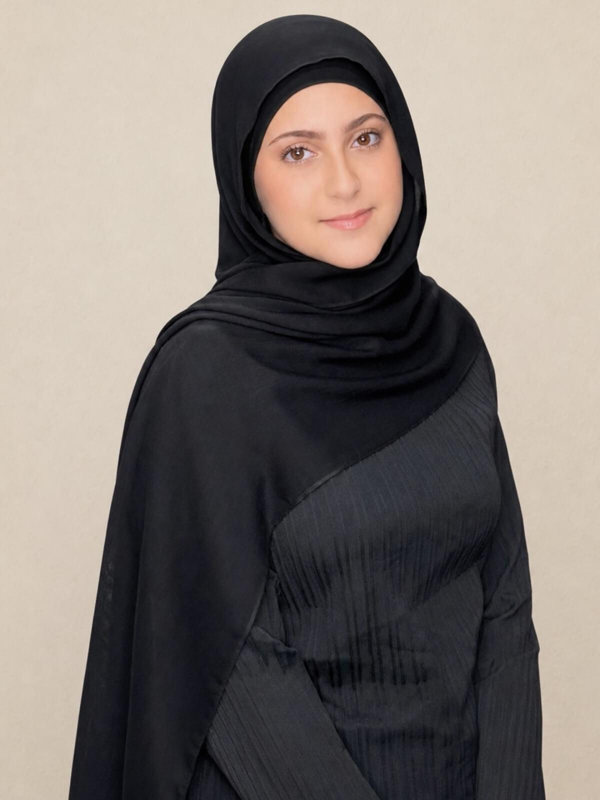 Modish Girl Cotton Modal Hijab-Black