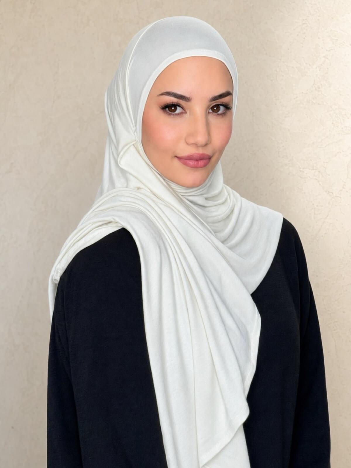 Pre-Sewn Jersey Hijab-Ivory