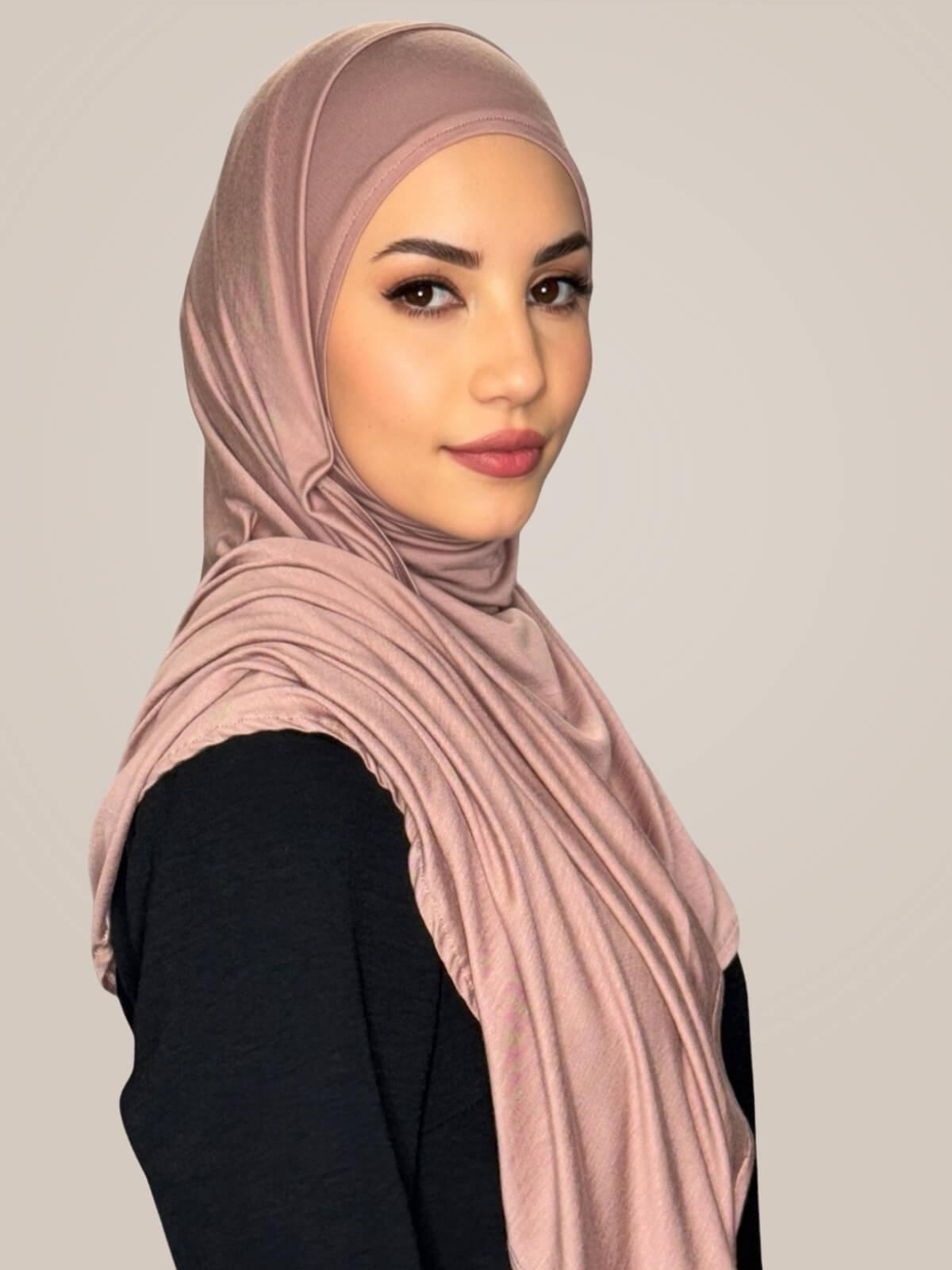 Pre-Sewn Jersey Hijab-Dusty Rose