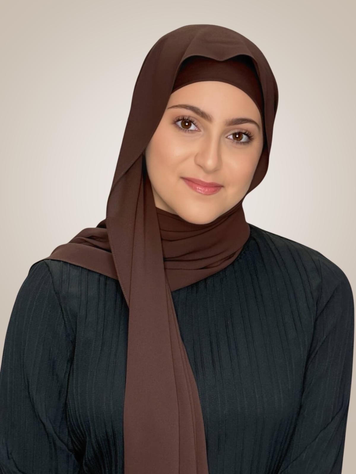 Modish Girl Matching Chiffon Hijab Set-Umber