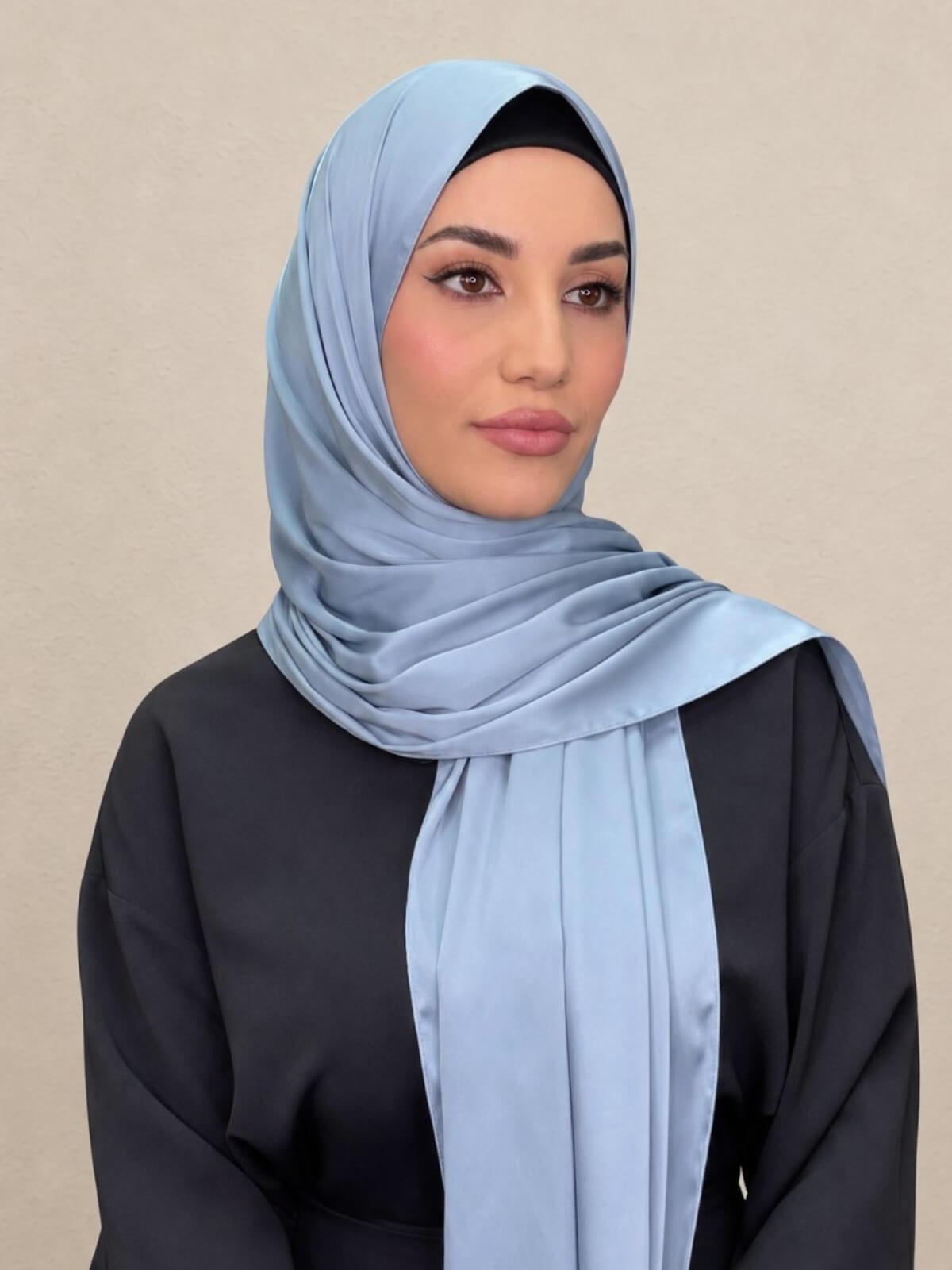 Premium Satin Hijab-Denim Dust