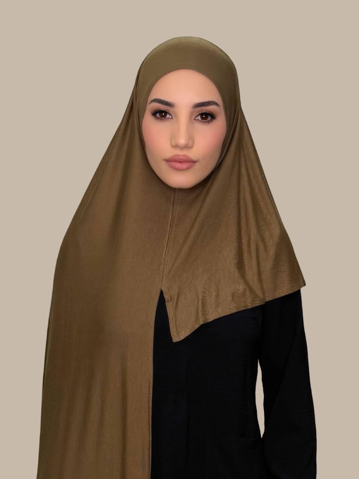 Pre-Sewn Jersey Hijab-Bark