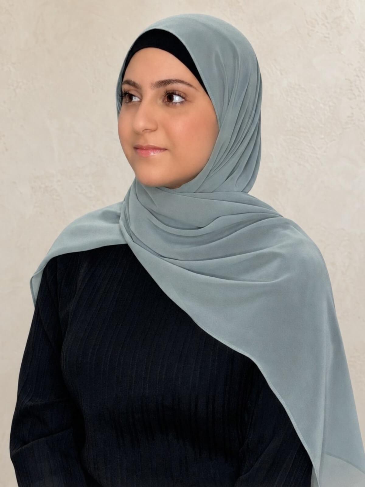 Modish Girl Luxury Chiffon Hijab-Stone Green