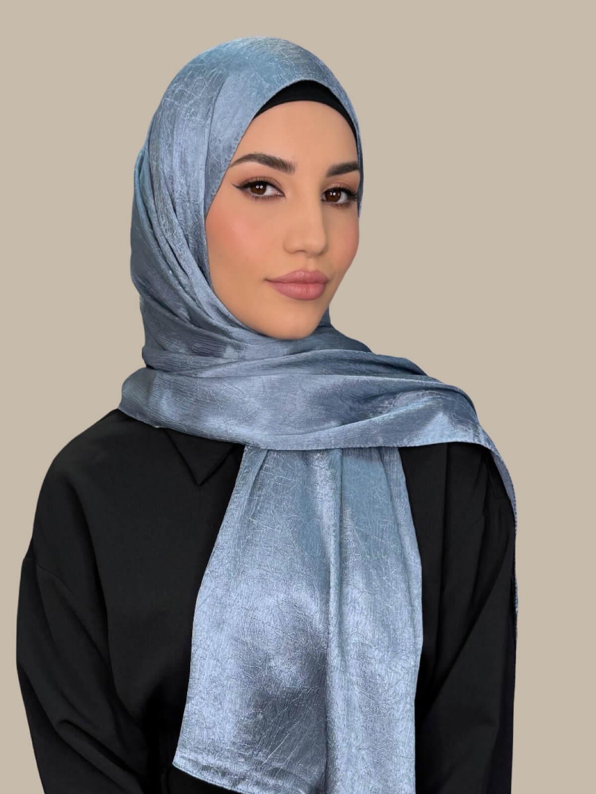 Classic Satin Hijab-Jean Blue