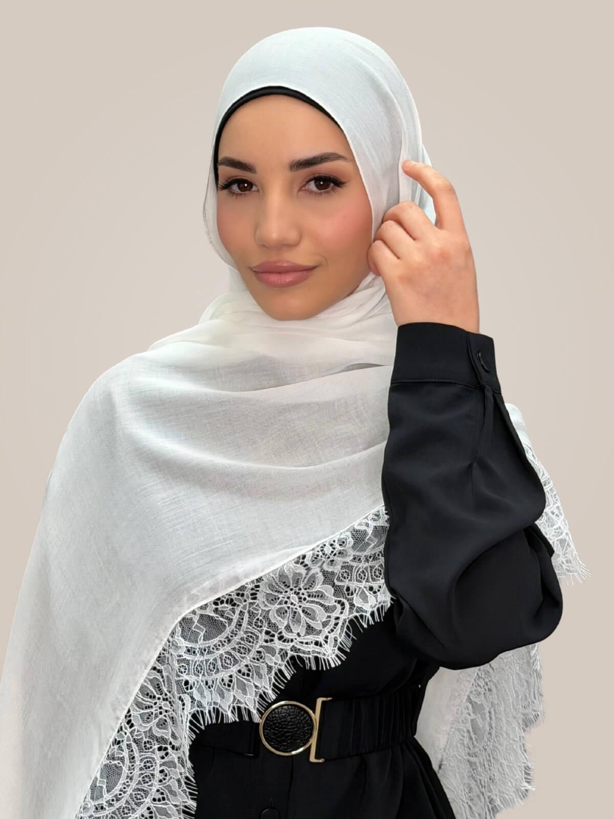 Lace Cotton Modal Hijab-Quiet Light