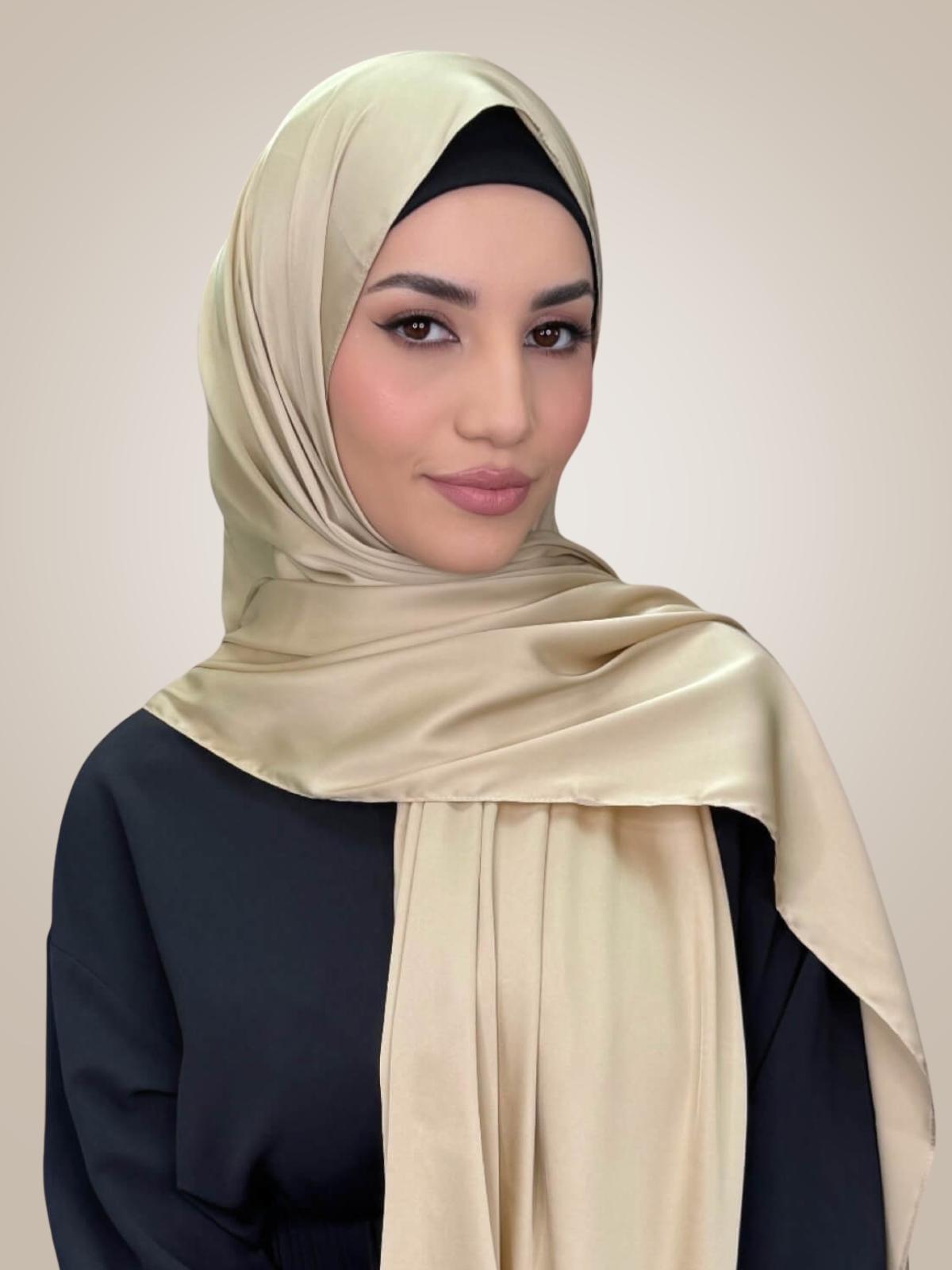 Premium Satin Hijab-Soft Gold