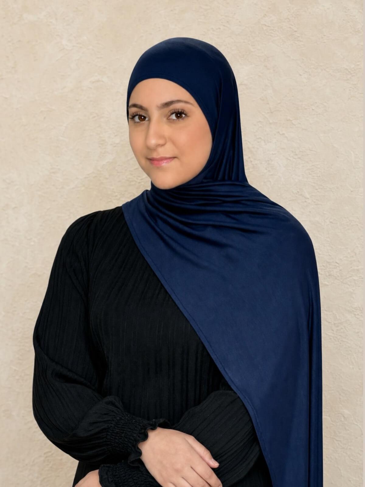 Modish Girl Pre-Sewn Jersey Hijab-Navy