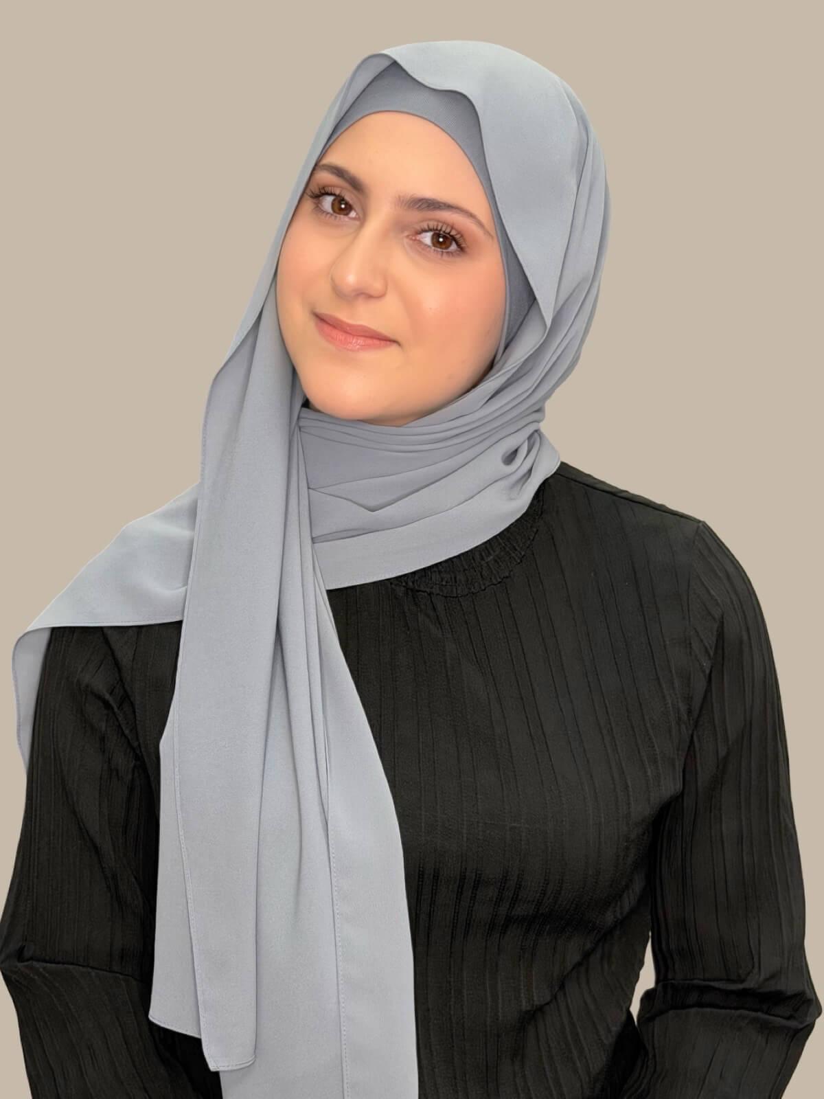 Modish Girl Matching Chiffon Hijab Set-Slate Grey