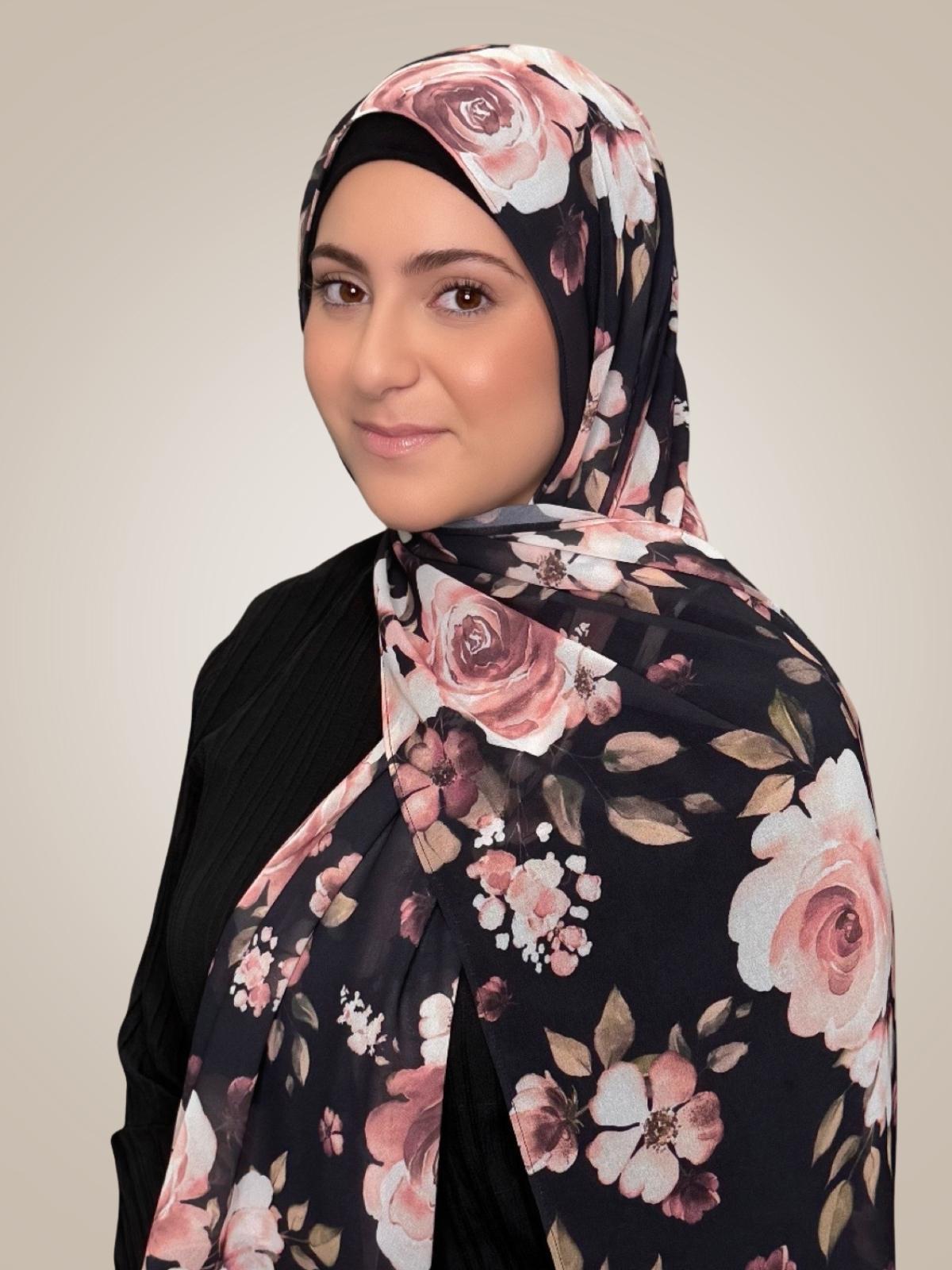 Modish Girl Printed Chiffon Hijab-Breathless Blossom