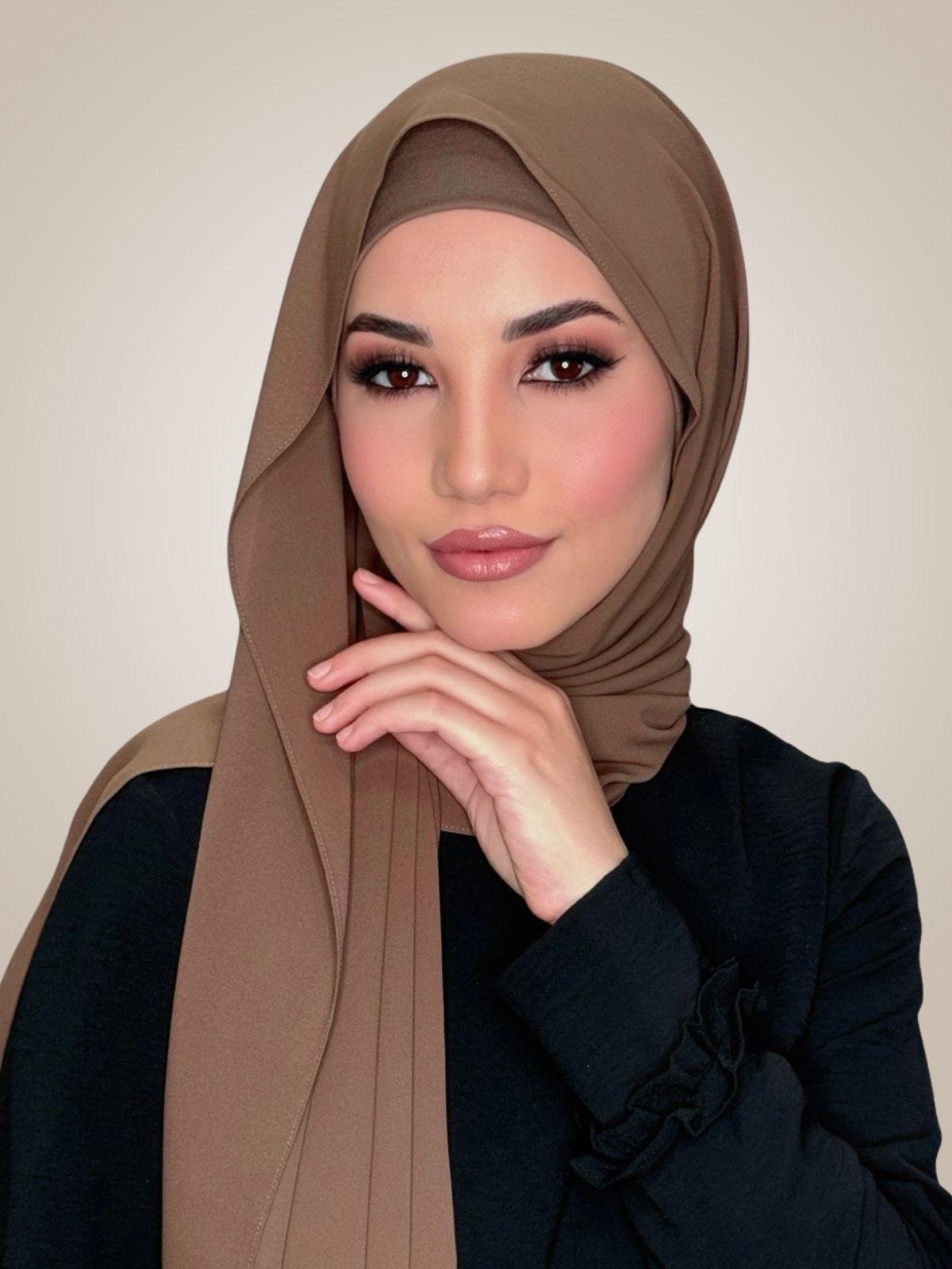 Matching Chiffon Hijab Set-Walnut Brown