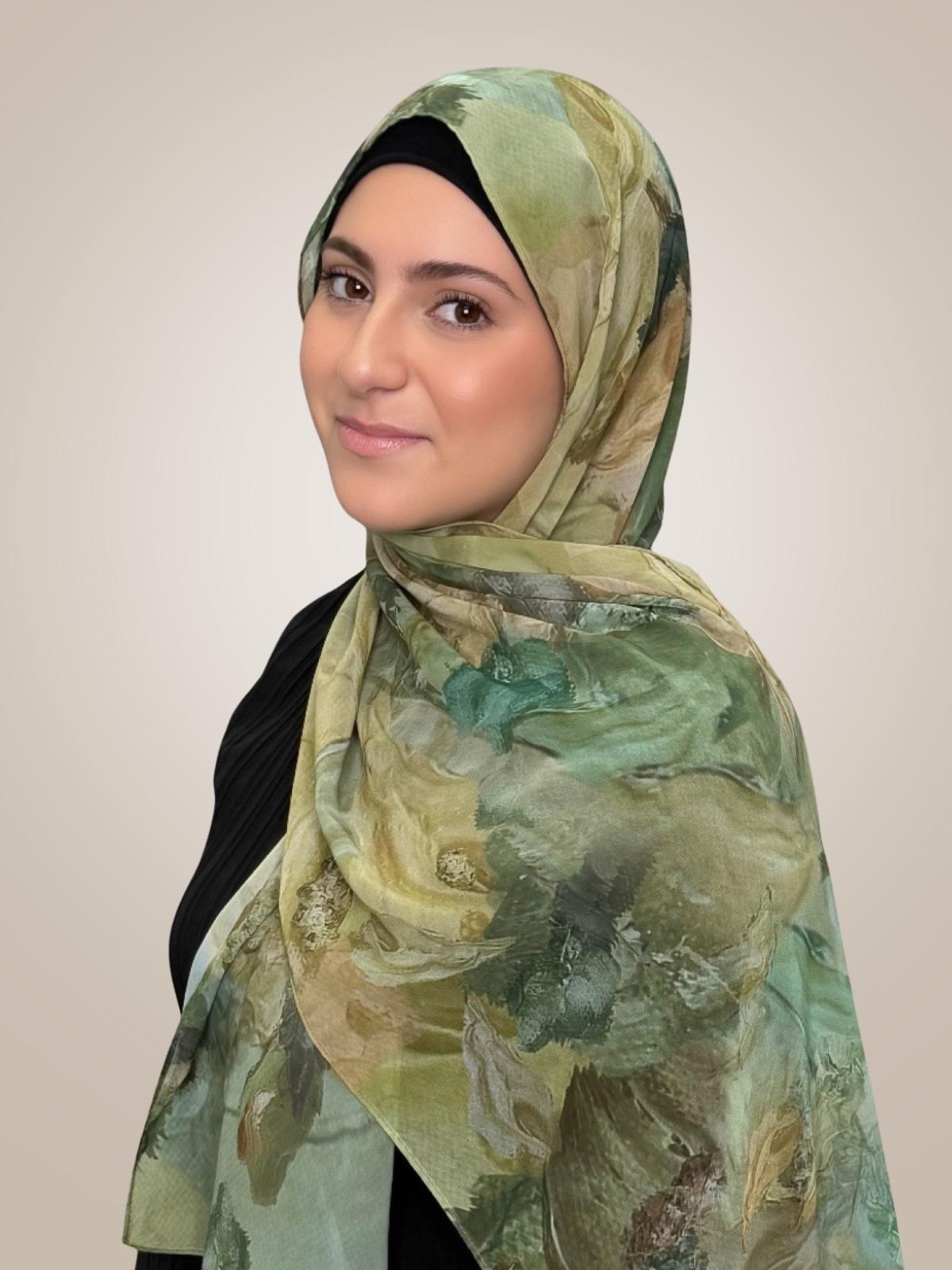 Modish Girl Printed Chiffon Hijab- Willow Drift