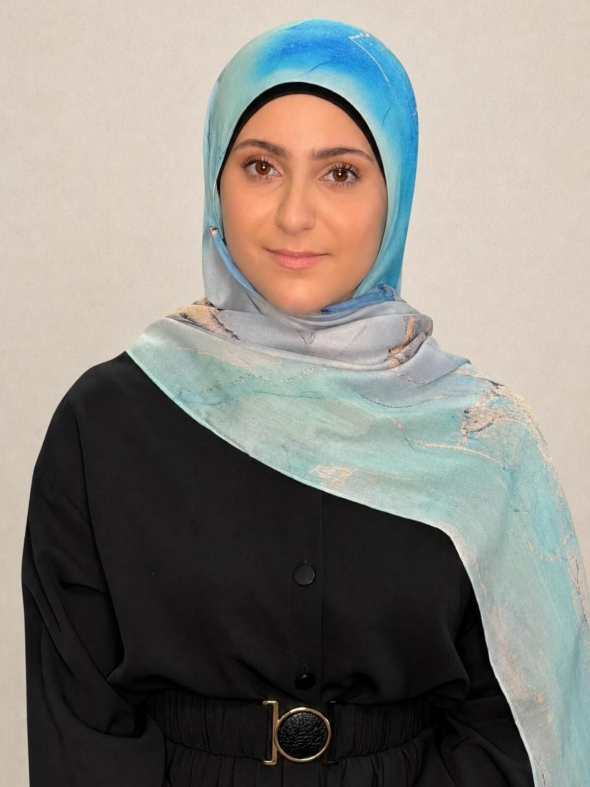 Modish Girl Print Modal Hijab-Amalfi Blue