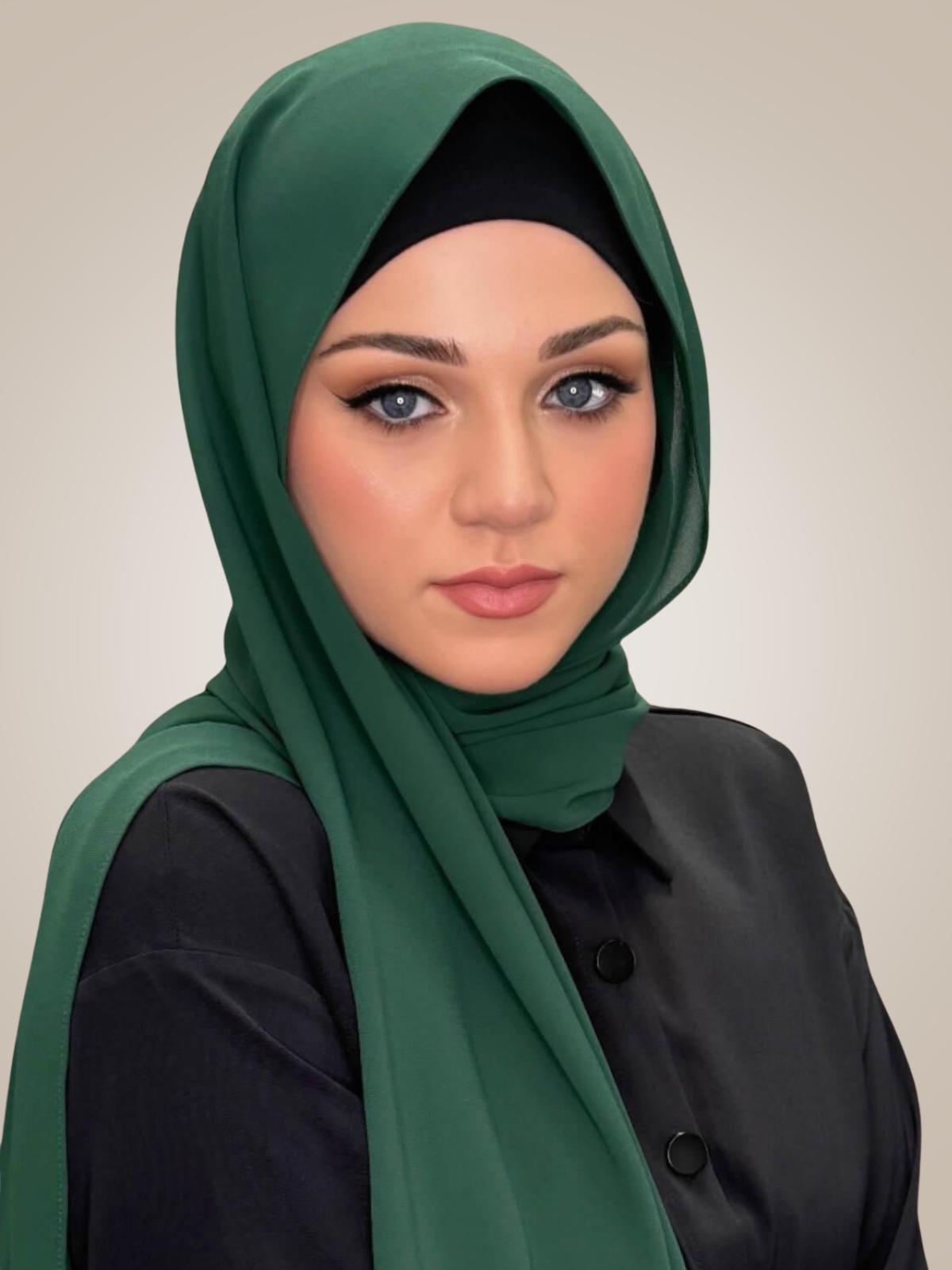 Classic Chiffon Hijab-Forrest Green