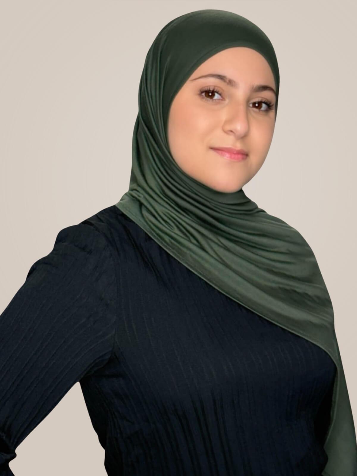 Modish Girl Pre-Sewn Jersey Hijab-Army Green