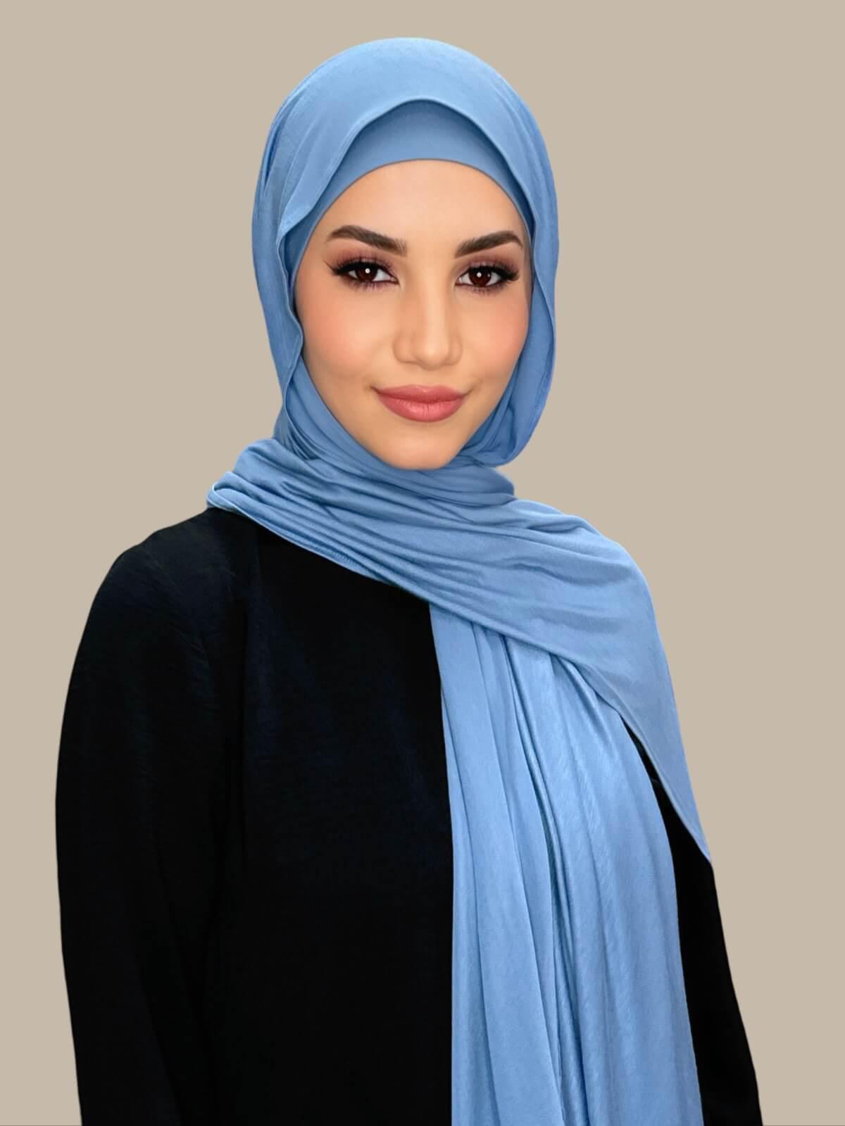 Premium Jersey Hijab-Blue Grey