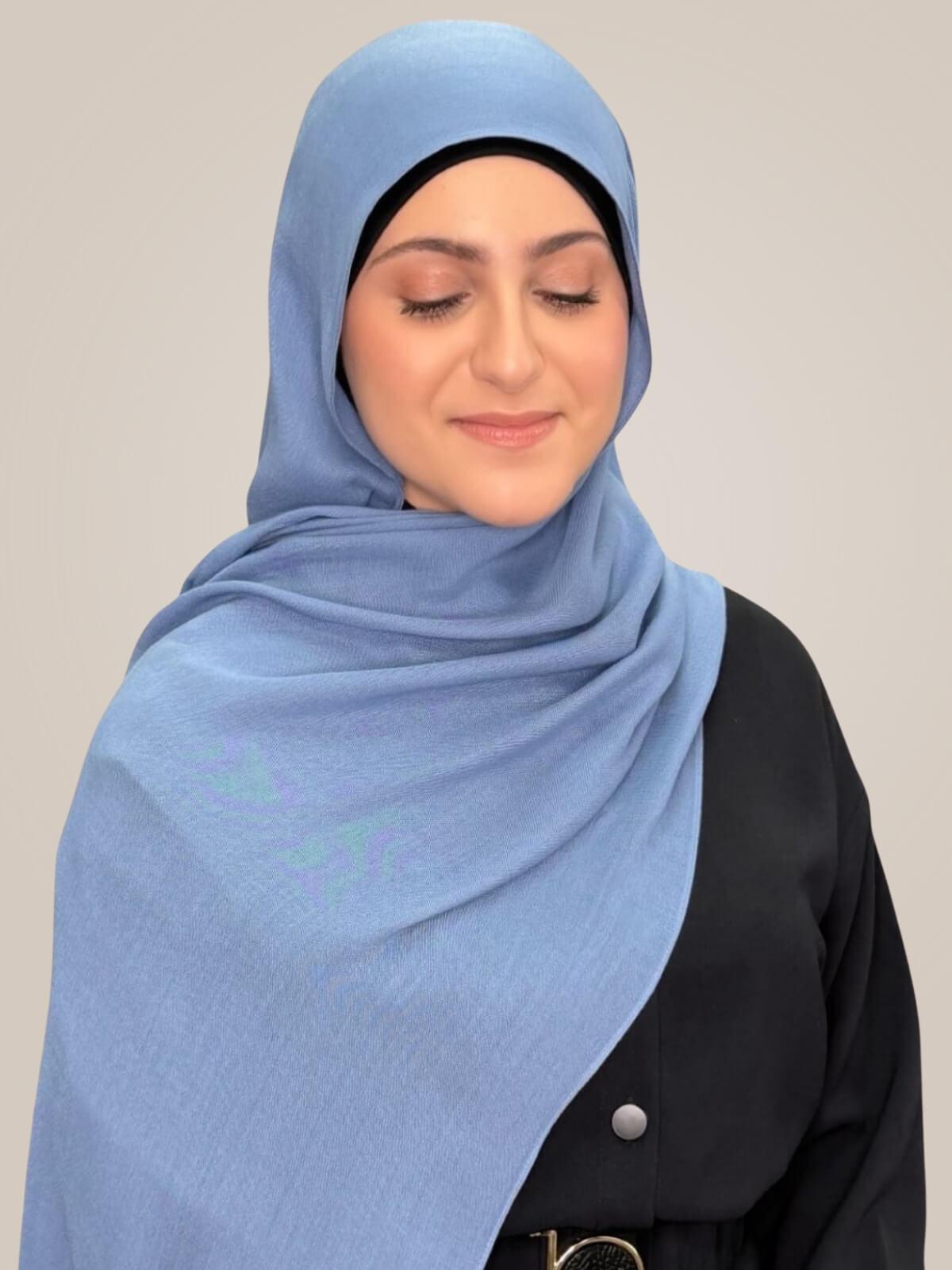 Modish Girl Cotton Modal Hijab-Steel Blue