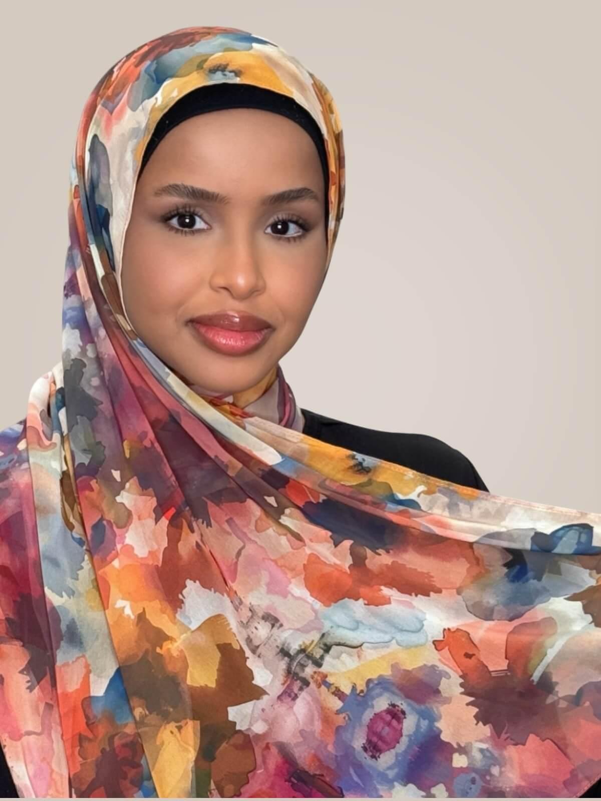 Printed Chiffon Hijab-Sienna Petals