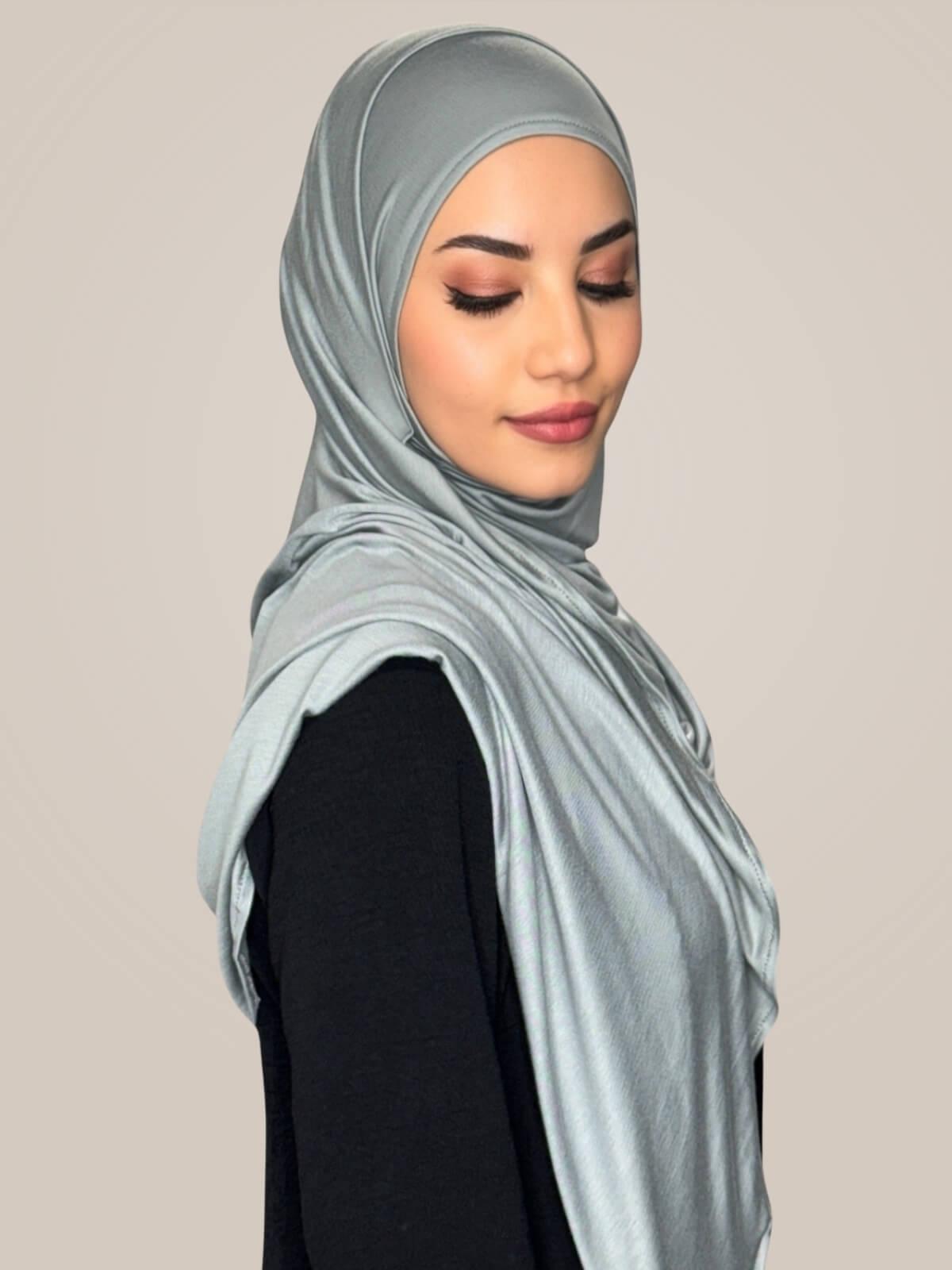 Pre-Sewn Jersey Hijab-Stone Green