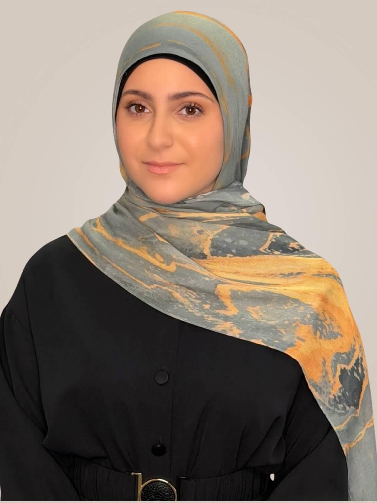 Modish Girl Print Modal Hijab-Vienna Grey