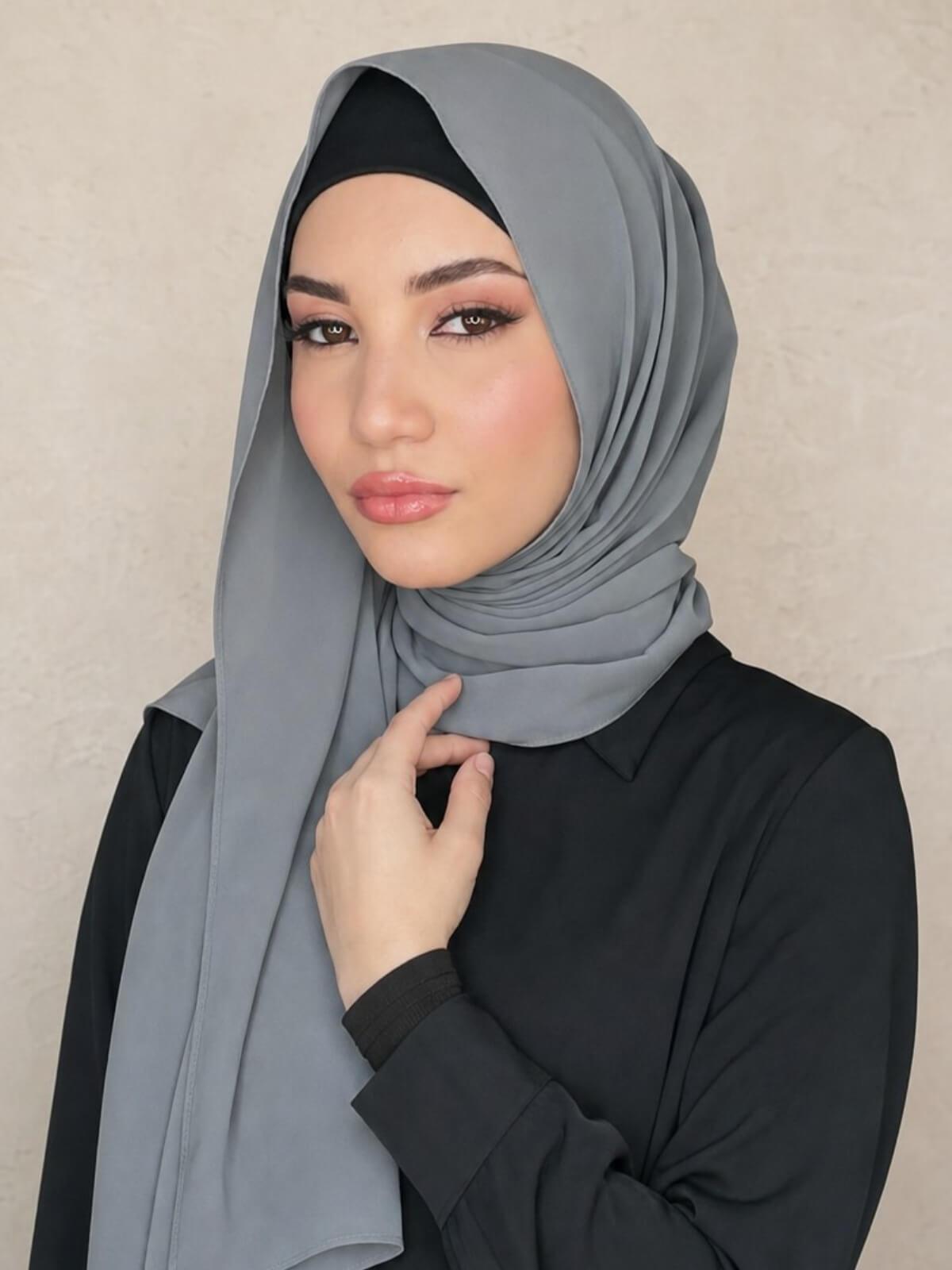 Classic Chiffon Hijab-Charcoal