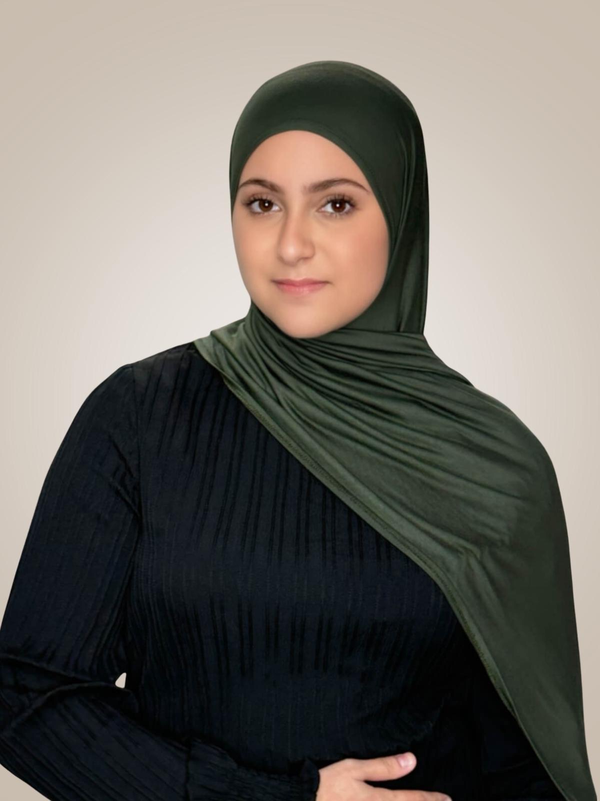 Modish Girl Pre-Sewn Jersey Hijab-Army Green
