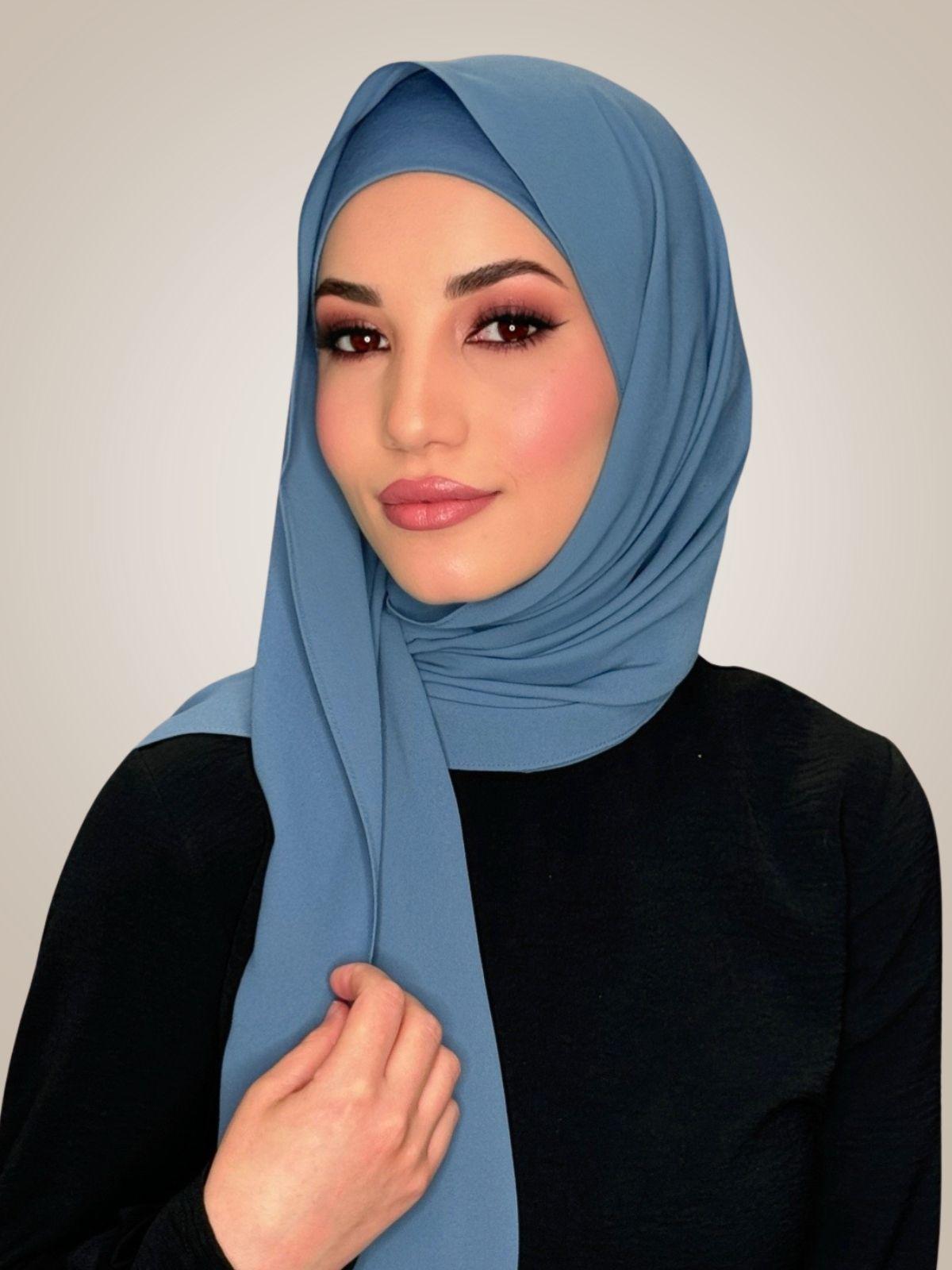 Matching Chiffon Hijab Set-Cool Blue