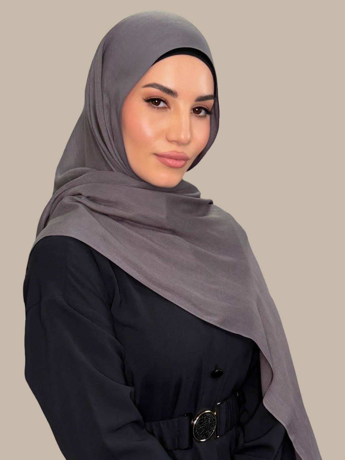 Cotton Modal Hijab-Graphite Grey