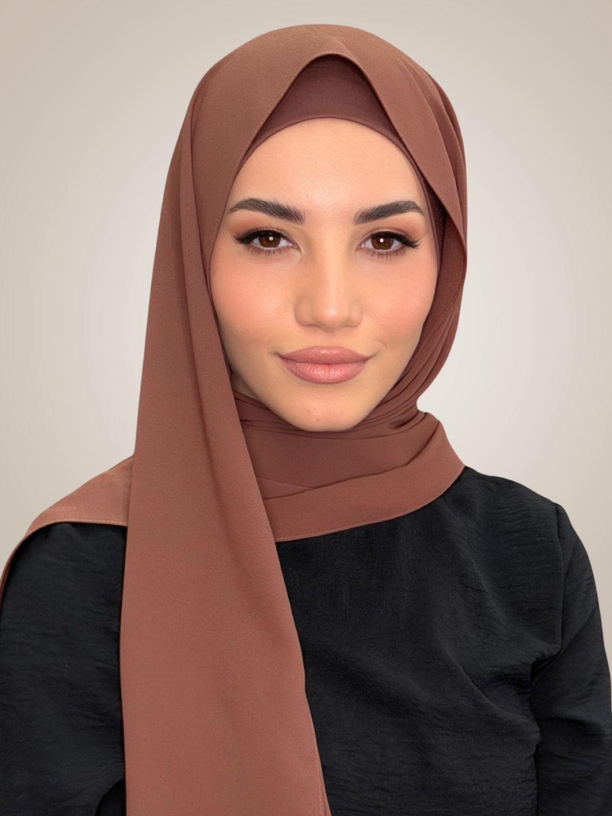 Matching Chiffon Hijab Set-Burnt Redwood
