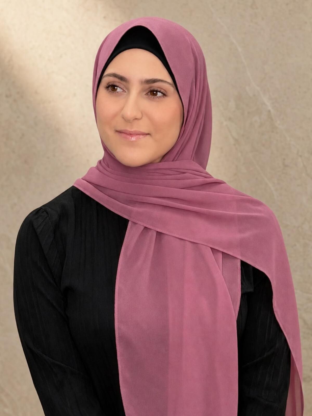 Modish Girl Luxury Chiffon Hijab-Wild Rose