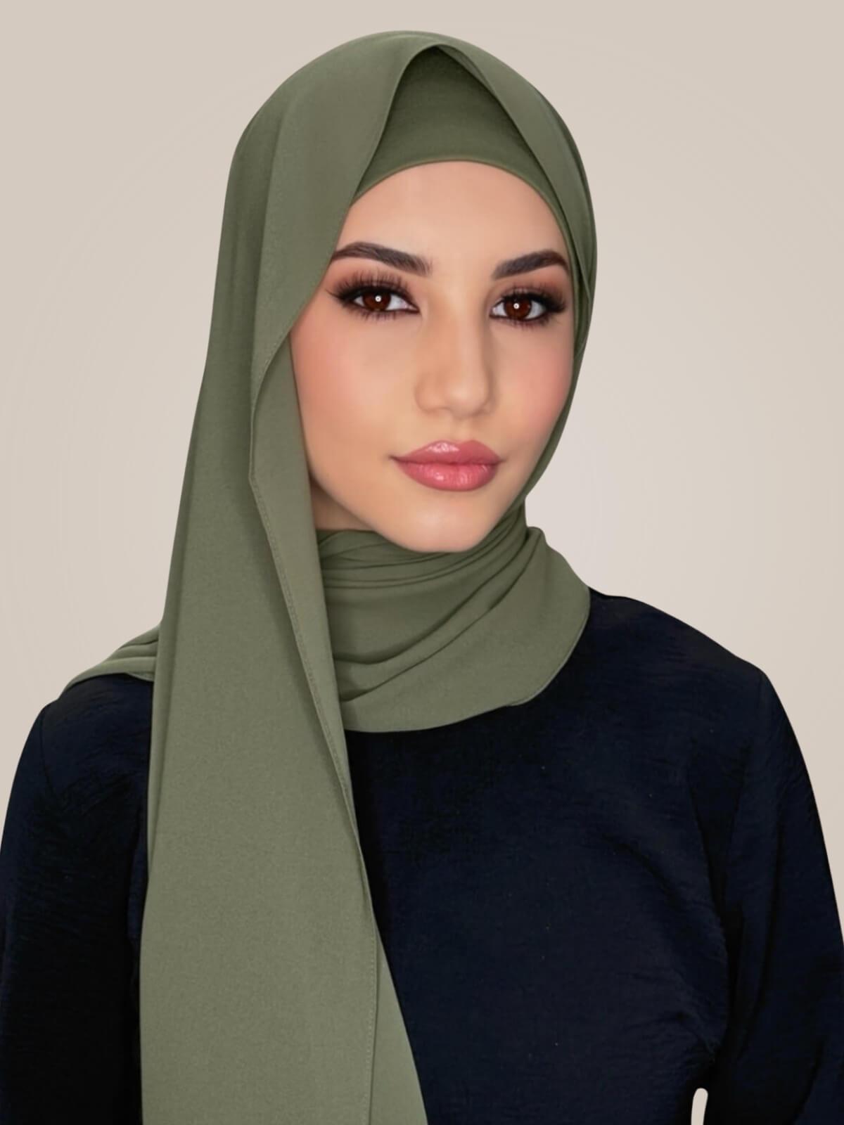 Matching Chiffon Hijab Set-Dusty Olive