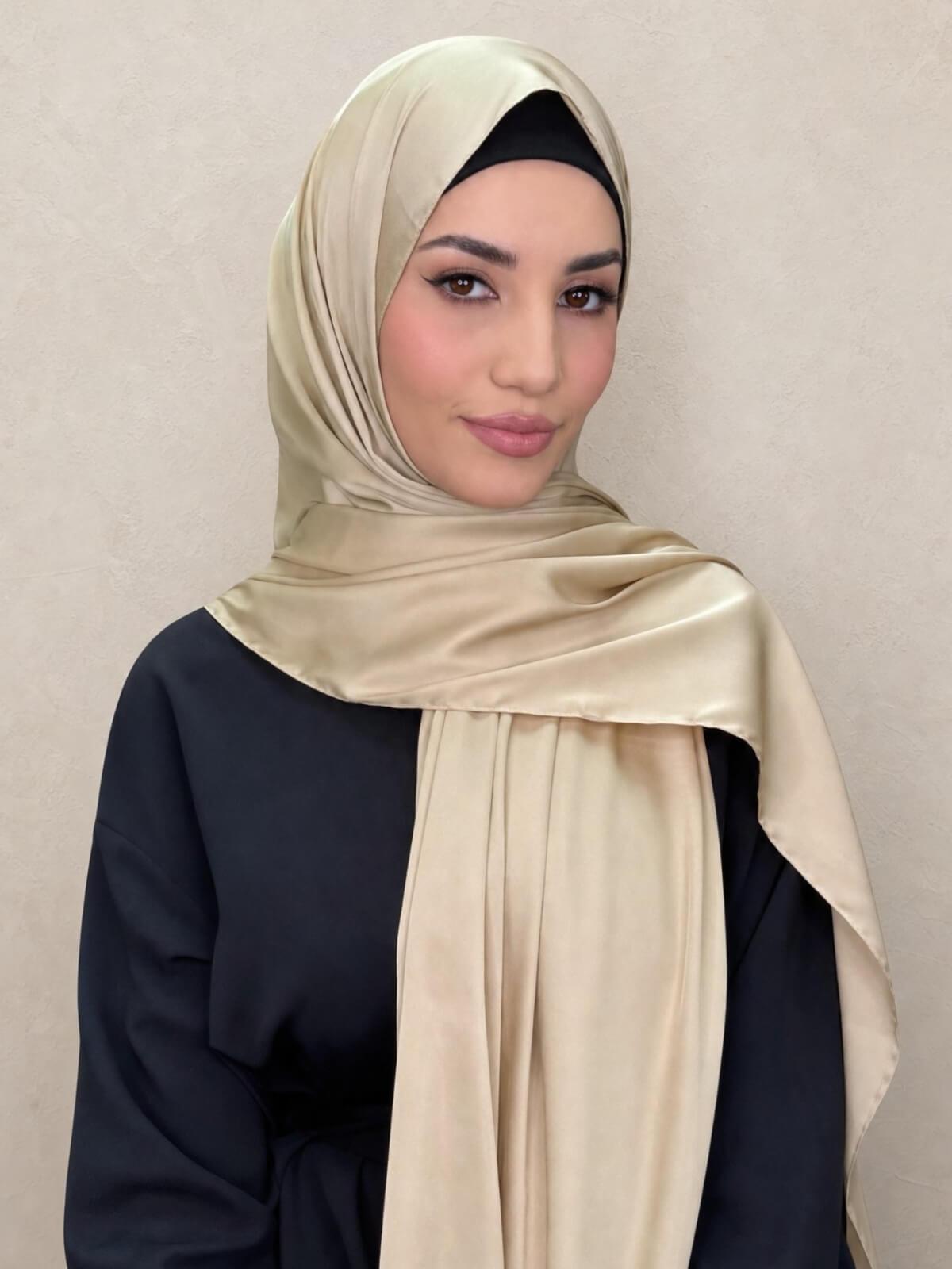 Premium Satin Hijab-Soft Gold