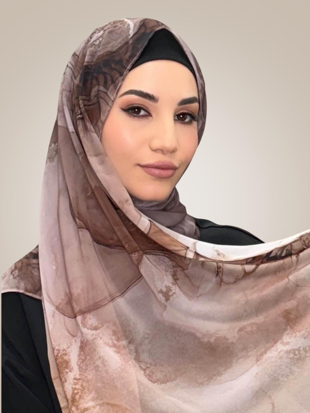 Printed Chiffon Hijab-Desert Dust