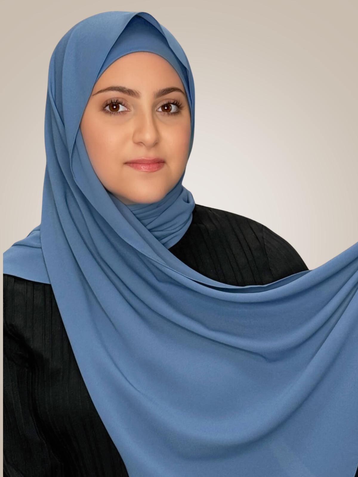 Modish Girl Matching Chiffon Hijab Set-Cool Blue